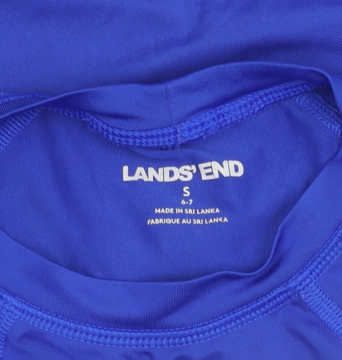 Lands' End Boys Blue Rash Guard Shark Graphic S
