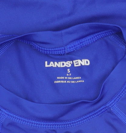 Lands' End Boys Blue Rash Guard Shark Graphic S