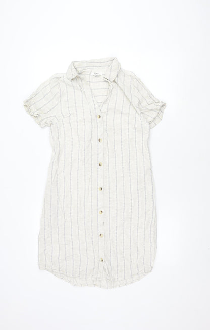 Jopra Women's Ivory Striped Shirt Dress M