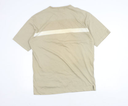 Nautica Men's Beige T-Shirt, Size L, Cotton, Crew Neck