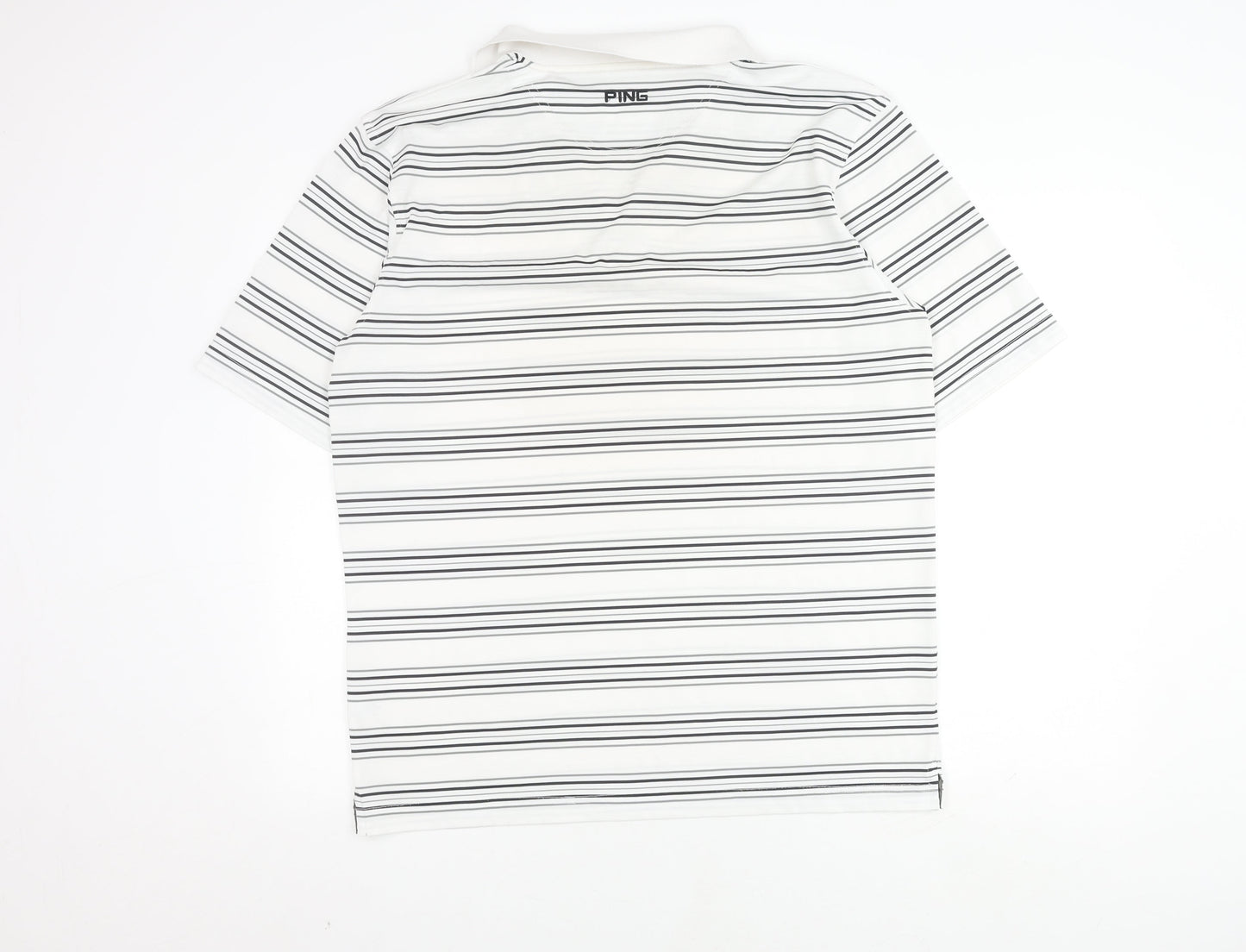 PING Men's XL White Striped Polo for Golf