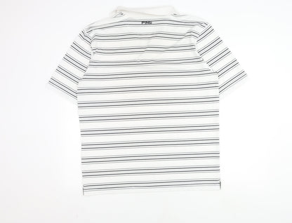 PING Men's XL White Striped Polo for Golf
