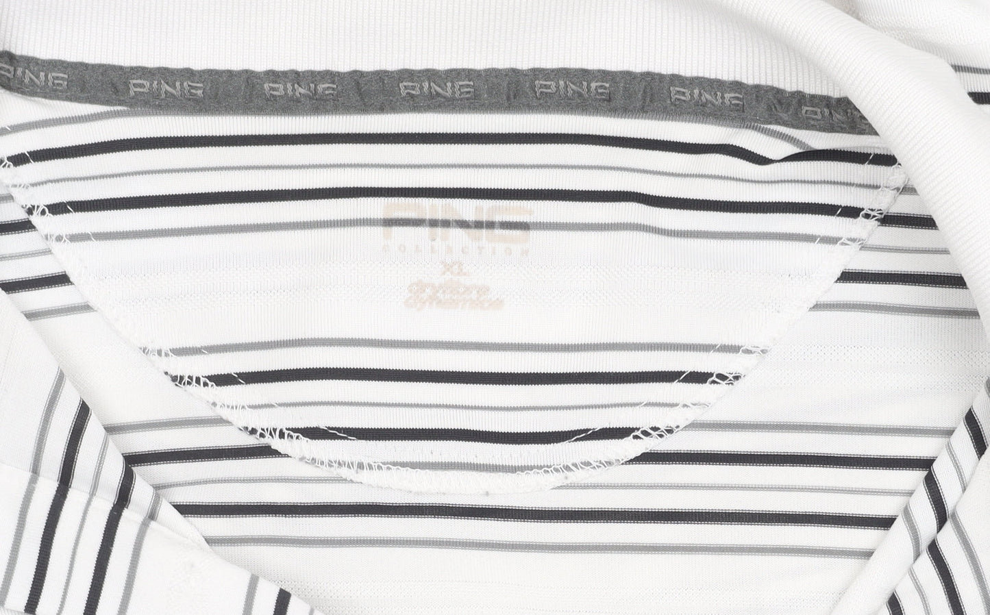 PING Men's XL White Striped Polo for Golf