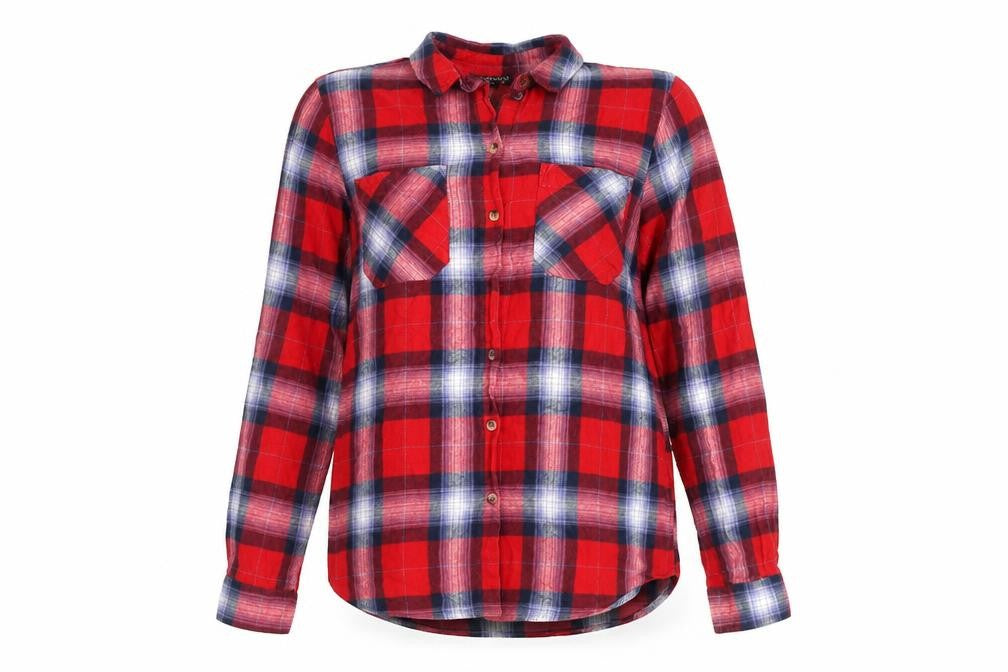 Womens UK Size 10 Topshop Red Basic Button-Up