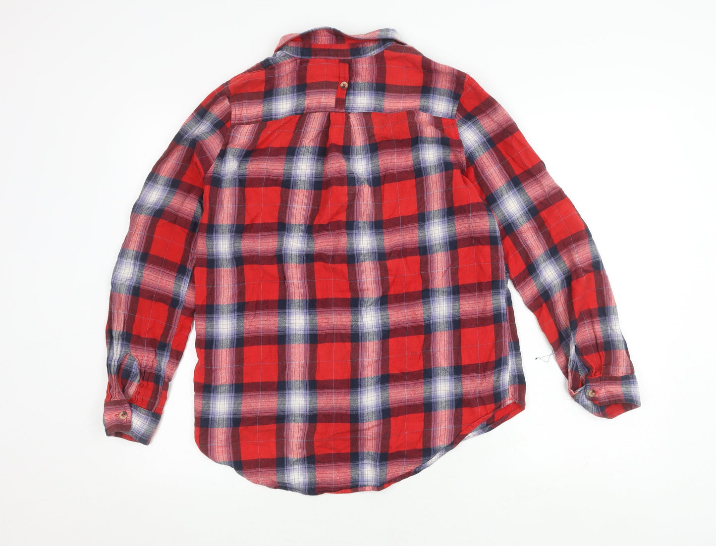 Womens UK Size 10 Topshop Red Basic Button-Up