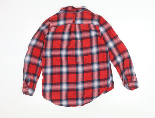 Womens UK Size 10 Topshop Red Basic Button-Up