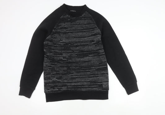 Brave Soul Men's Black Stripe Pullover Jumper Small