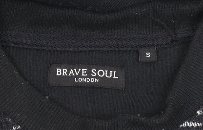 Brave Soul Men's Black Stripe Pullover Jumper Small