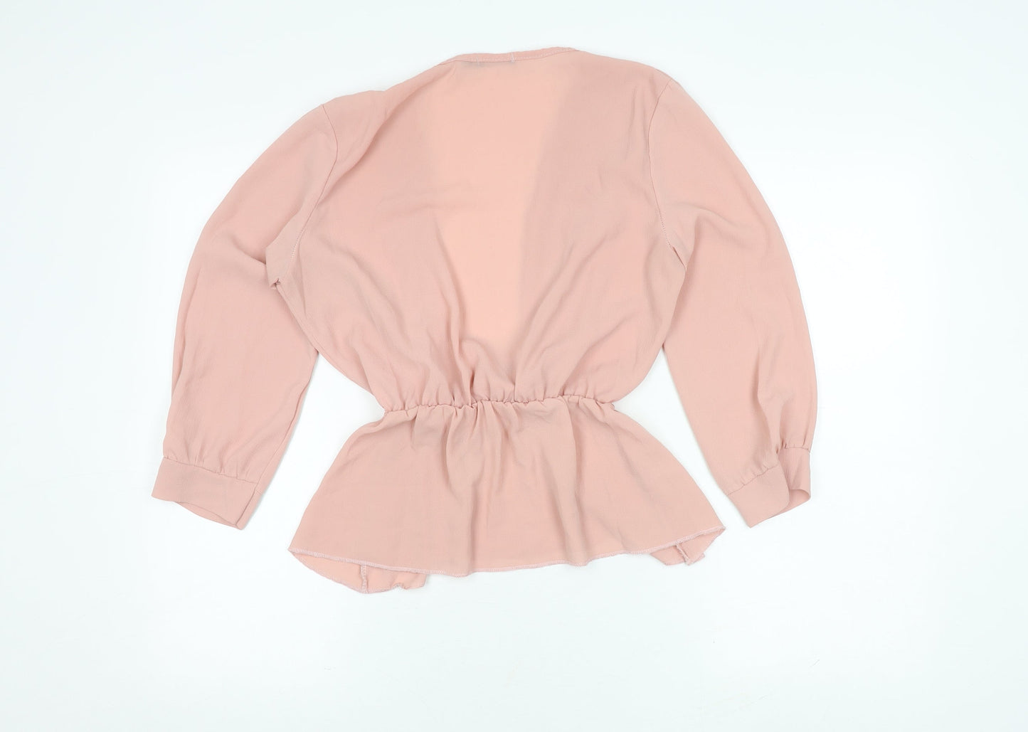 Boohoo Women's Pink Long Sleeve V-Neck Blouse Size 12