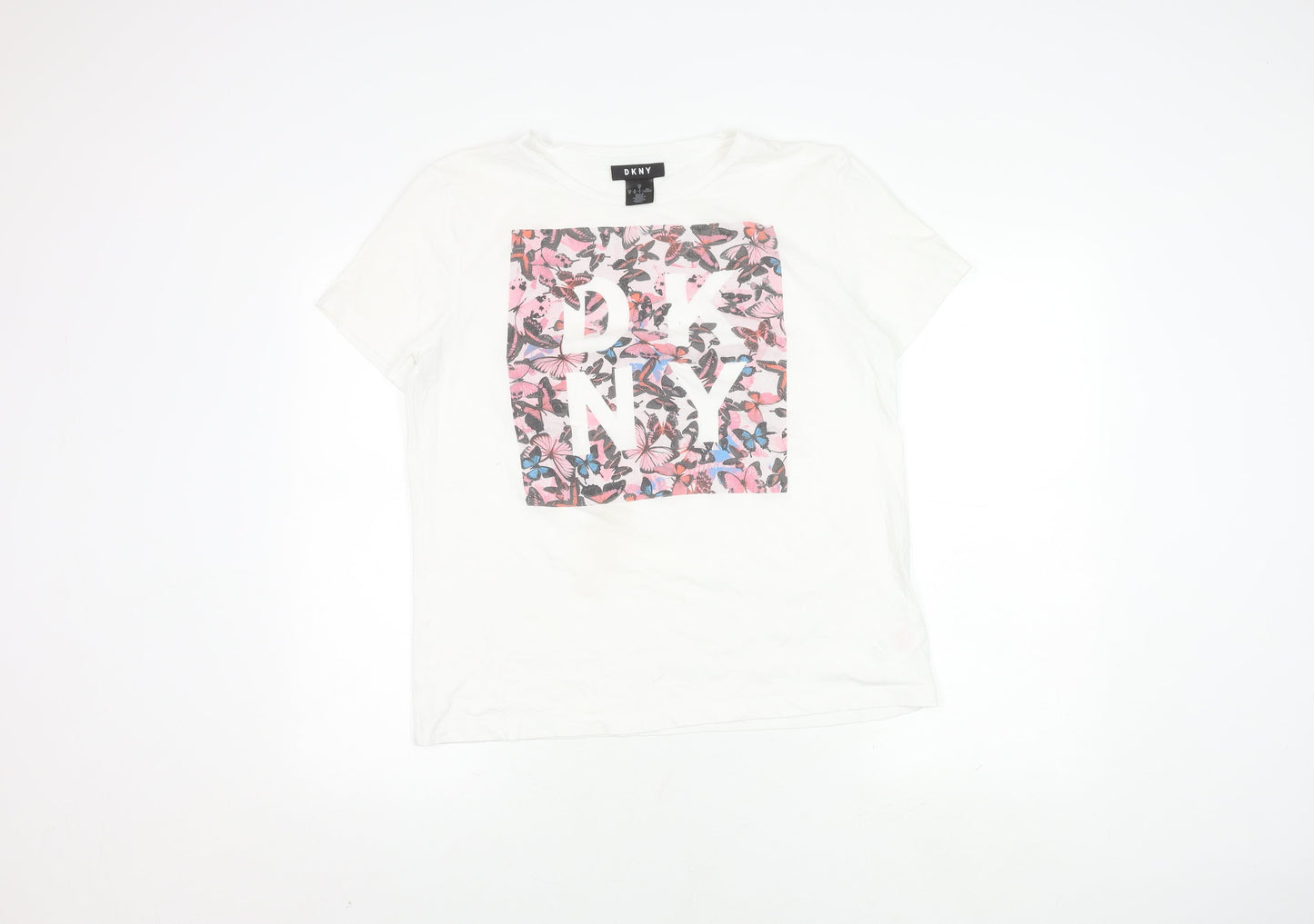 Womens UK Size M DKNY White Basic T-Shirt