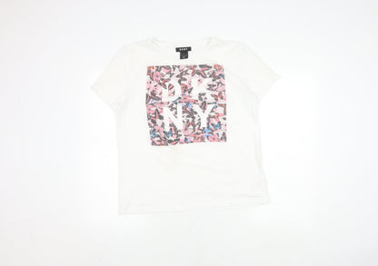 Womens UK Size M DKNY White Basic T-Shirt