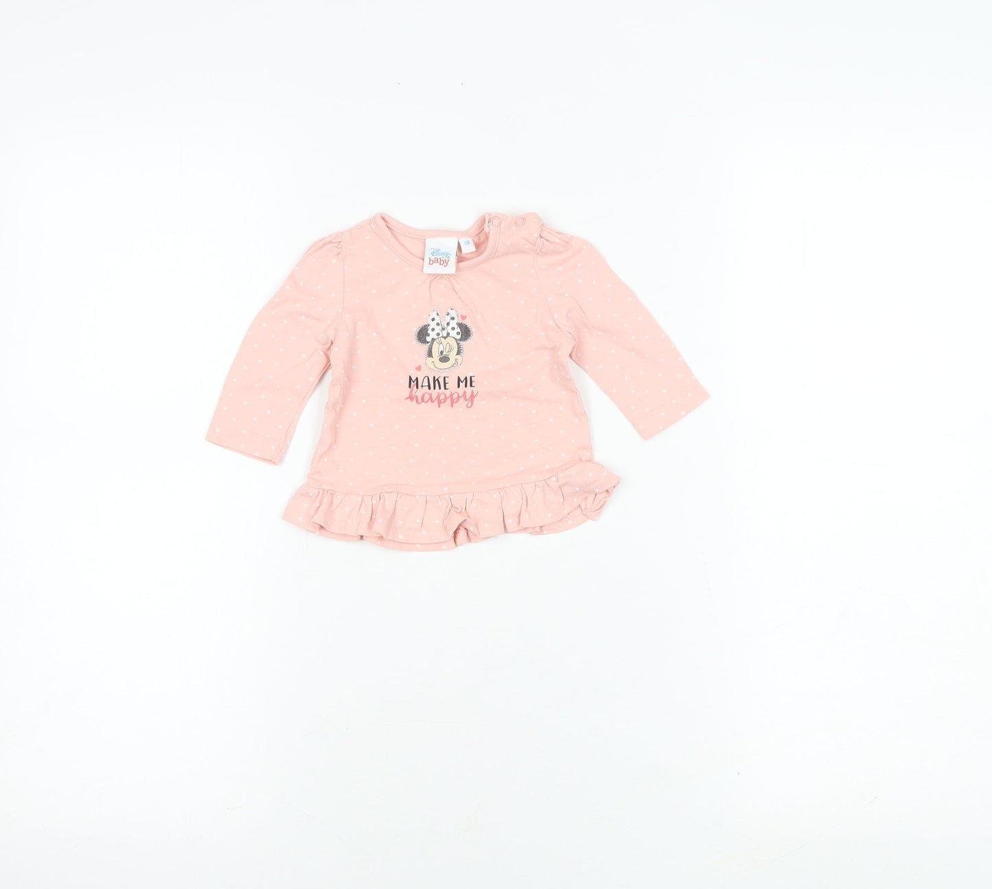 Disney Baby Pink Long Sleeve Minnie Mouse Top 0-3 Months