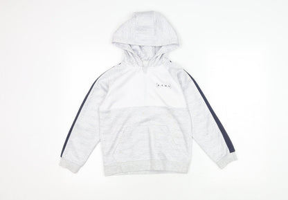 Jeff Banks Boys Grey Hoodie, Size 7-8 Years, Zip, Logo Accent