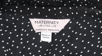 Dorothy Perkins Black Polka Dot Maternity Dress, Size 12