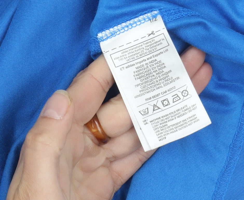 Adidas Men's M Blue Crew Neck Short Sleeve T-Shirt