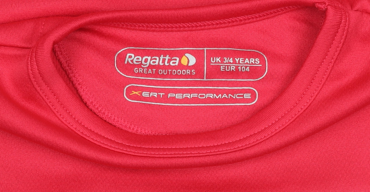 Regatta Girls Red T-Shirt 3-4 Years Lightweight Activewear
