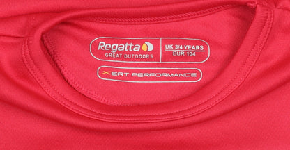 Regatta Girls Red T-Shirt 3-4 Years Lightweight Activewear