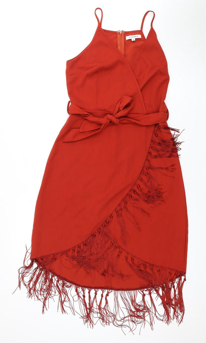 Glamorous Women's Red Sleeveless Fringe Dress, Size 10
