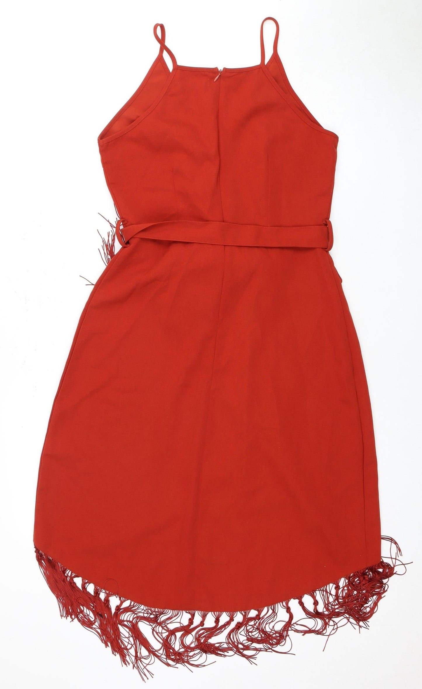Glamorous Women's Red Sleeveless Fringe Dress, Size 10