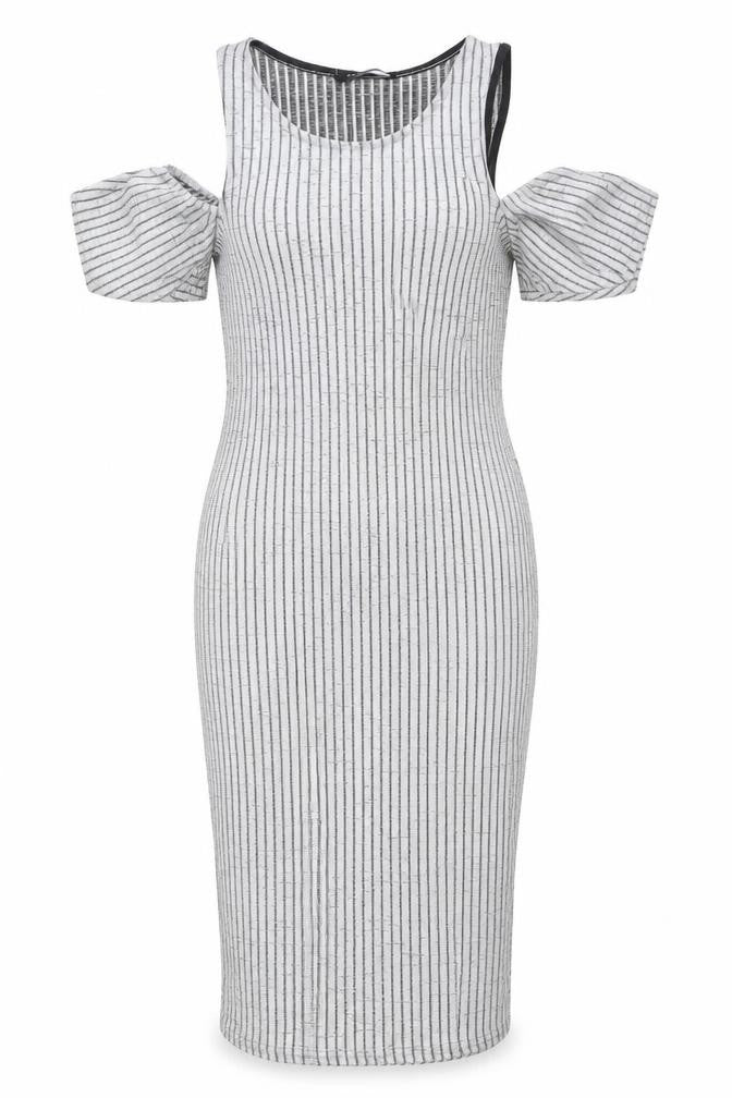 New Look Women's Grey Striped Bodycon Dress Size 8