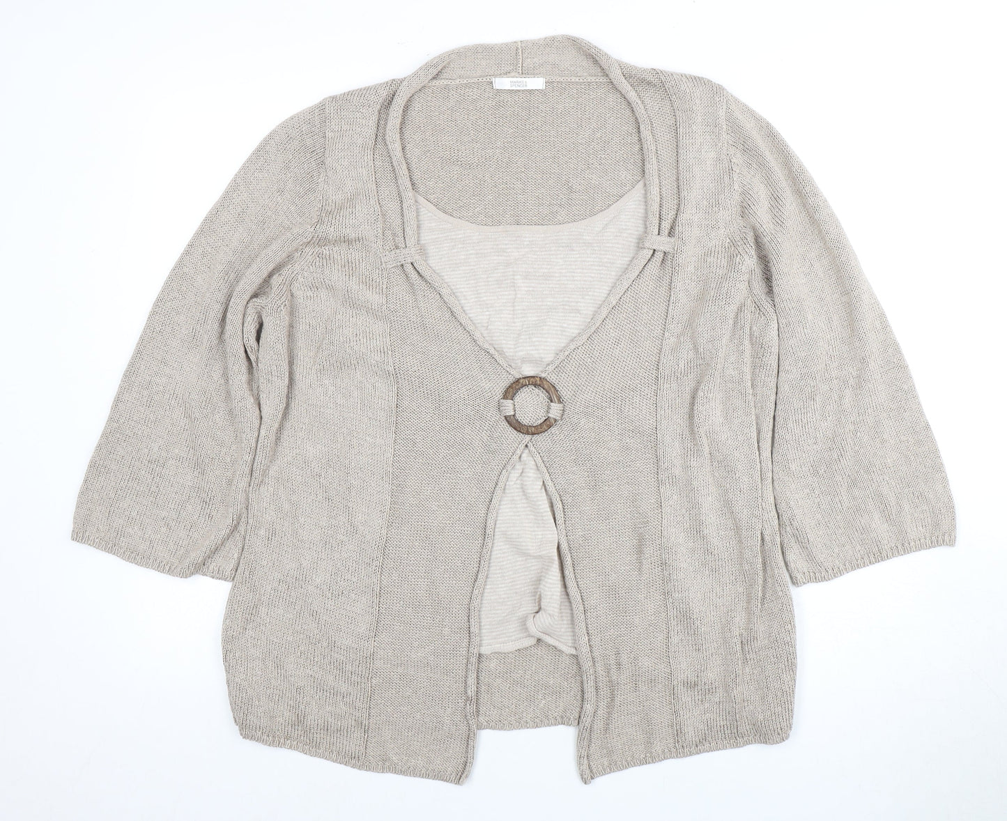 Womens UK Size 24 Marks and Spencer Beige Cardigan Jumper