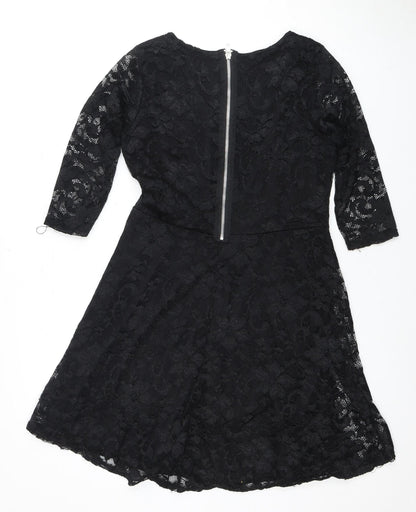 The Record Women's Black Fit & Flare Party Dress Size 14