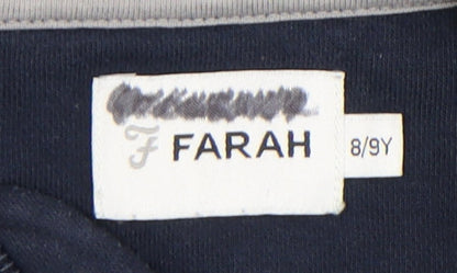 Farah Boys Full Zip Blue Hoodie, Size 8-9 Y, Hooded, Pockets