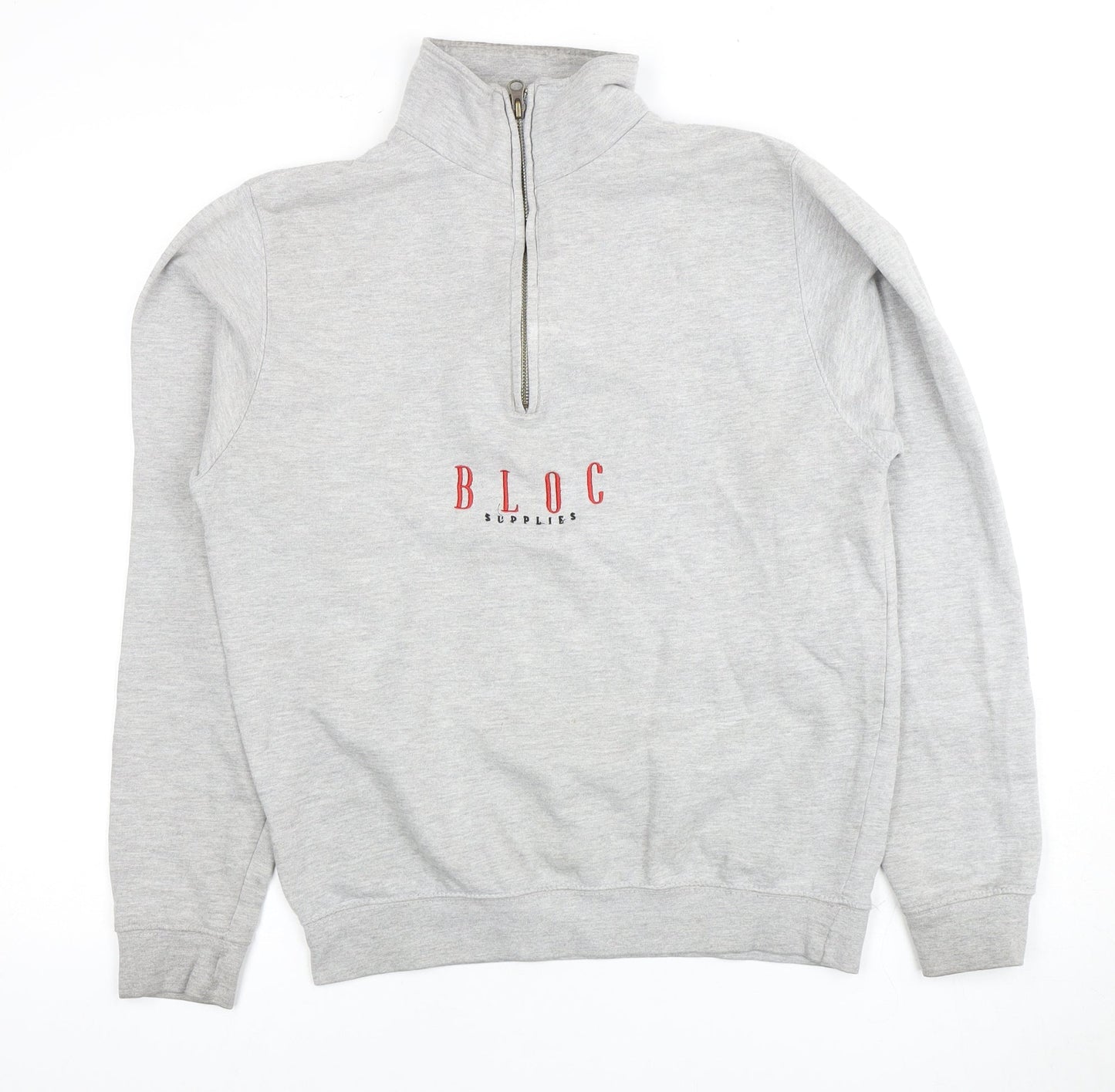 Bloc Unisex Adults Grey Full Zip Sweatshirt Size 12
