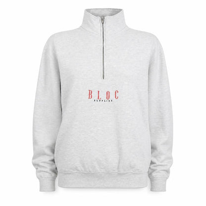 Front view of Bloc unisex adults grey full zip sweatshirt, size 12