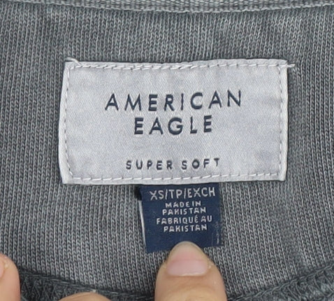 Mens UK Size XS American Eagle Grey 1/4 Zip Sweatshirt
