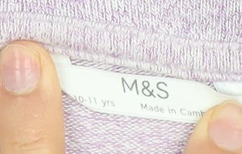 Marks and Spencer Girls Purple Pullover Hoodie 10-11 Years