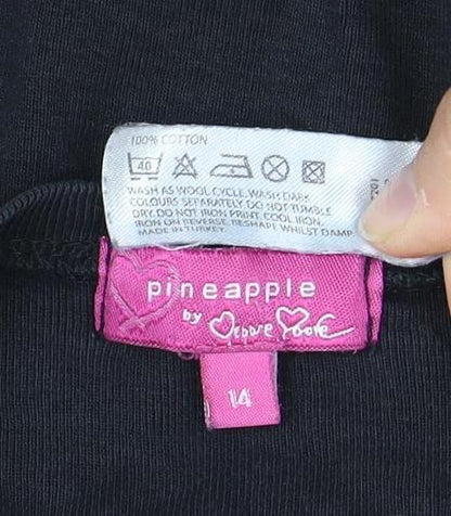 Pineapple Women's Black T-Shirt Size 14 Studded Accents