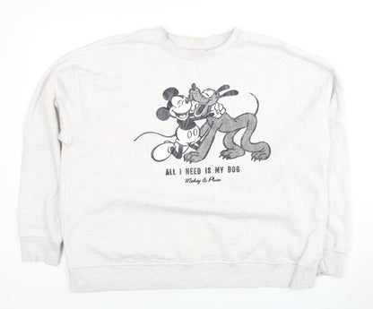 Unisex Adults UK Size 14 Disney White Pullover Sweatshirt