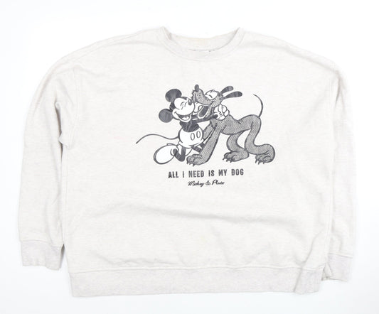 Unisex Adults UK Size 14 Disney White Pullover Sweatshirt