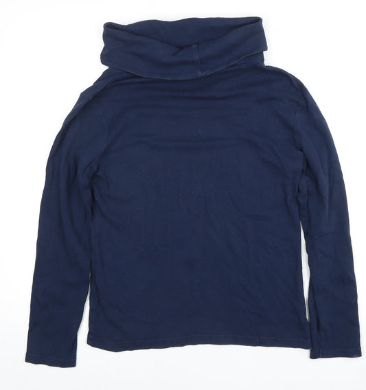 Cotton Traders Women's Blue Cowl Neck Long Sleeve Top