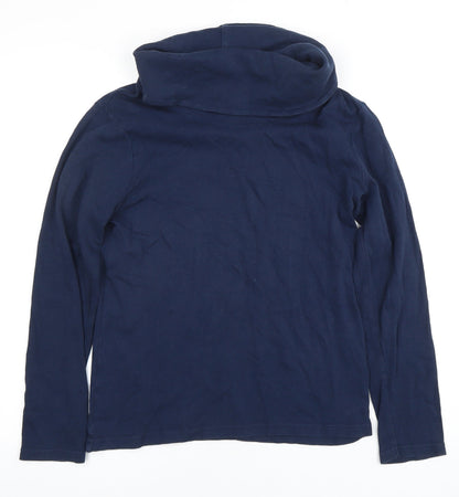 Cotton Traders Women's Blue Cowl Neck Long Sleeve Top