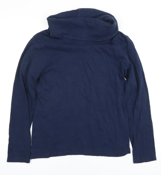 Cotton Traders Women's Blue Cowl Neck Long Sleeve Top