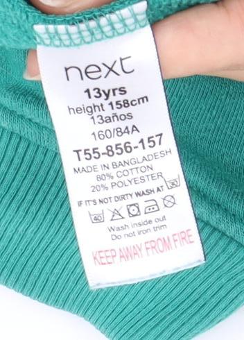 Next Girls Green 13 Years Pullover Sweatshirt Mock Neck