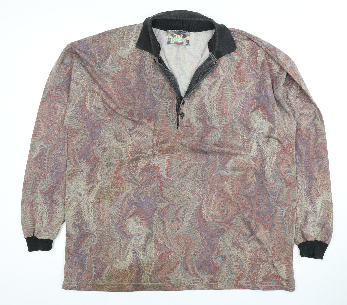 Relay Men's Multicoloured Graphic Print Long Sleeve Polo