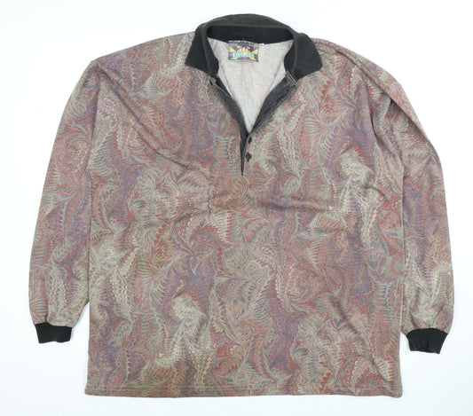 Relay Men's Multicoloured Graphic Print Long Sleeve Polo