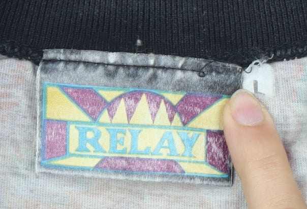 Relay Men's Multicoloured Graphic Print Long Sleeve Polo