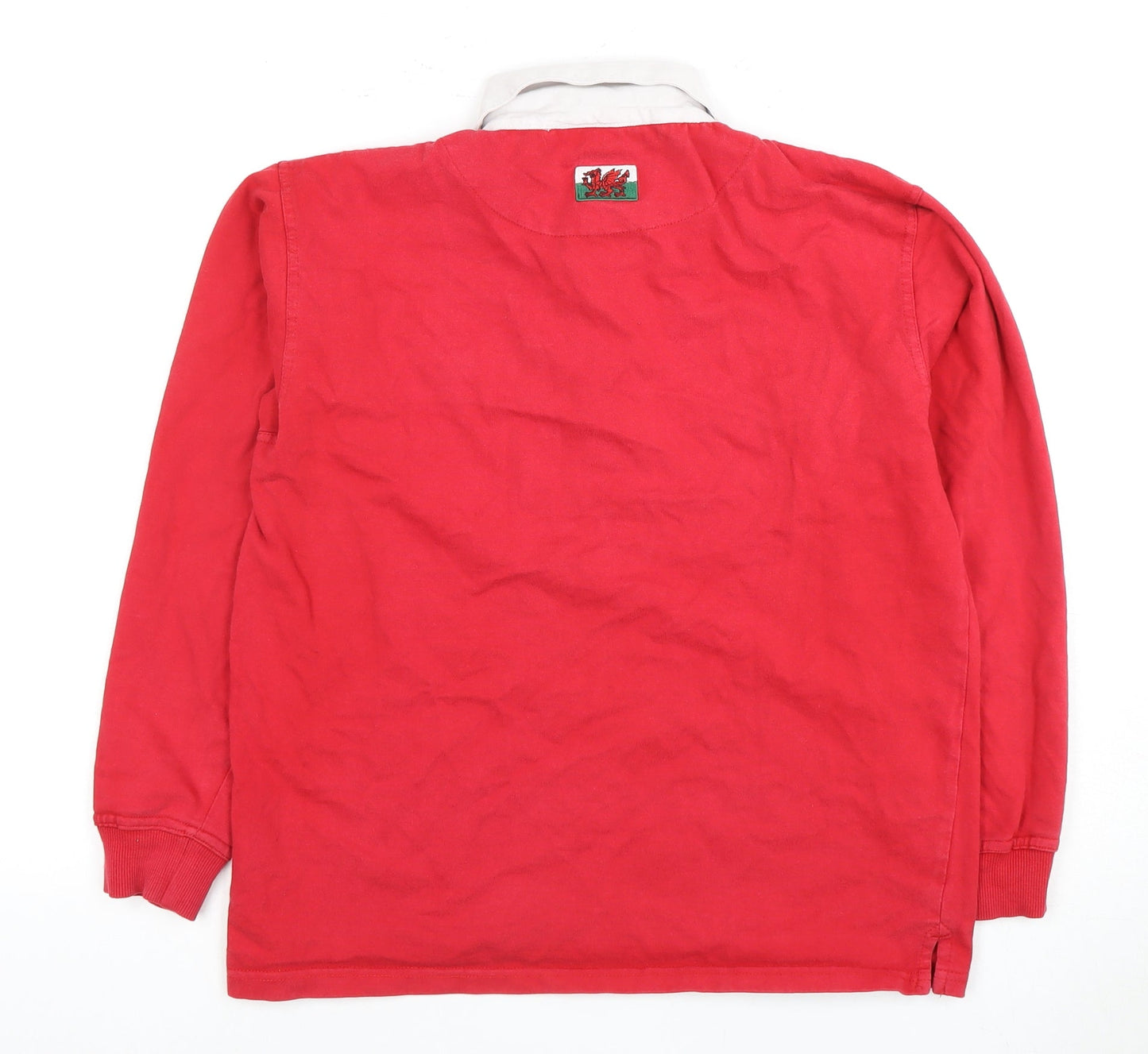 Manav Boys Red Rugby Sweatshirt XL Collared Button Casual