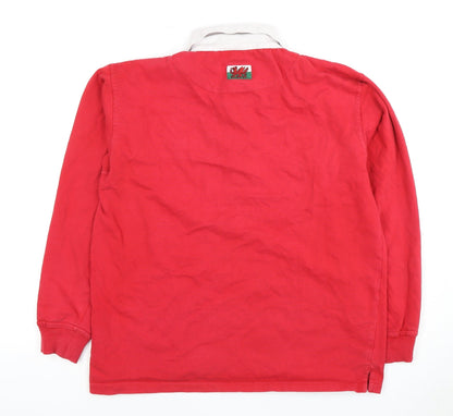 Manav Boys Red Rugby Sweatshirt XL Collared Button Casual