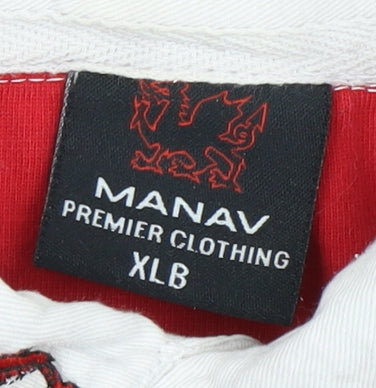 Manav Boys Red Rugby Sweatshirt XL Collared Button Casual