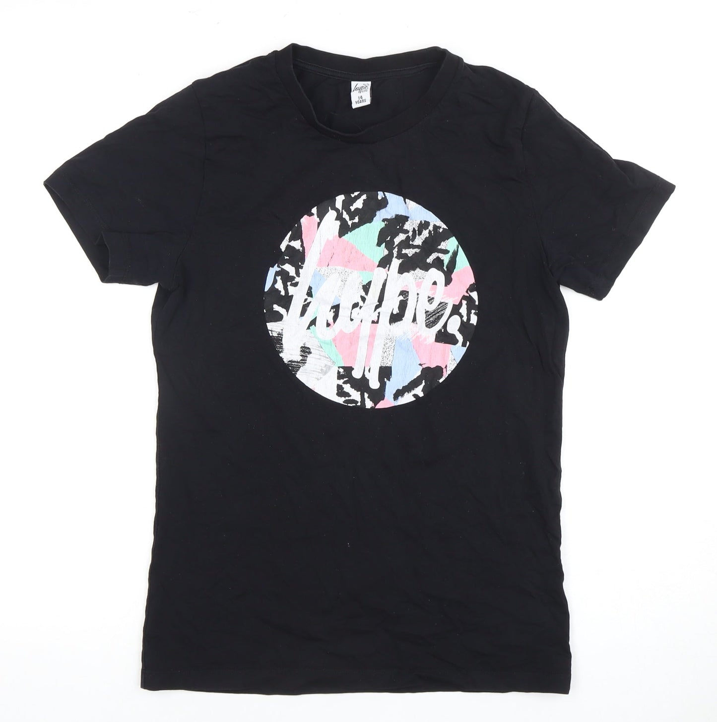 Hype Boys Black Graphic T-Shirt, Size 14 Years, Comfortable Fit
