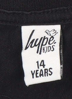 Hype Boys Black Graphic T-Shirt, Size 14 Years, Comfortable Fit