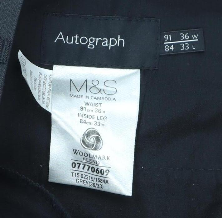 Marks & Spencer Men's Grey Wool Trousers Size 36