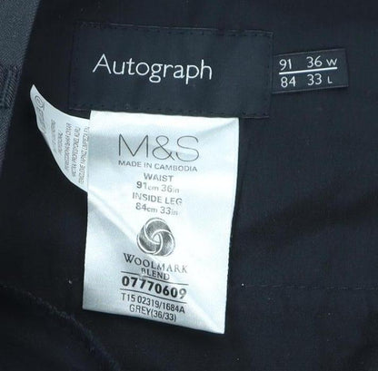 Marks & Spencer Men's Grey Wool Trousers Size 36