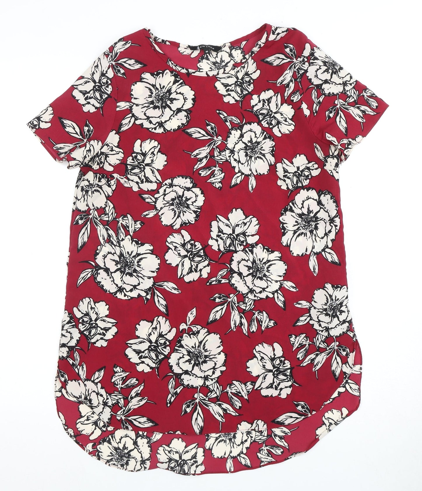 New Look Women's Red Floral Blouse Size 10