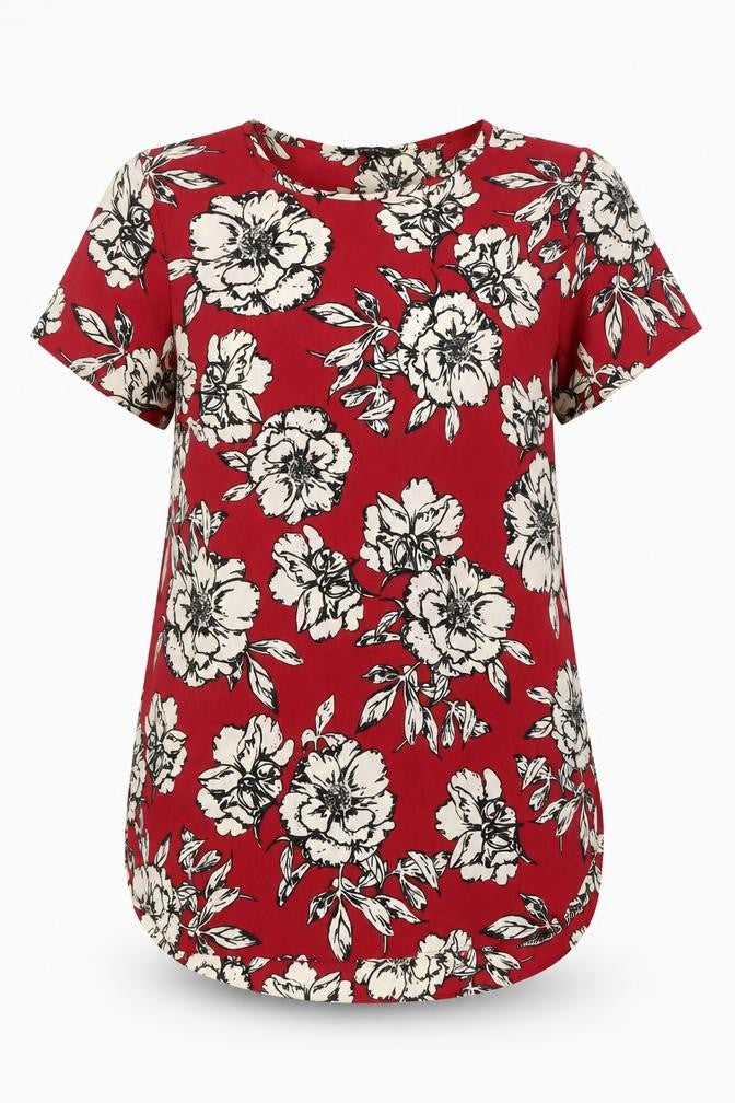 Womens UK Size 10 New Look Red Basic Blouse